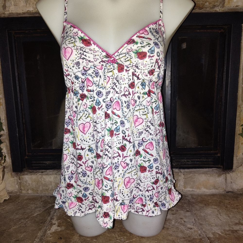 Victoria's secret heart PINK babydoll nighty LARGE